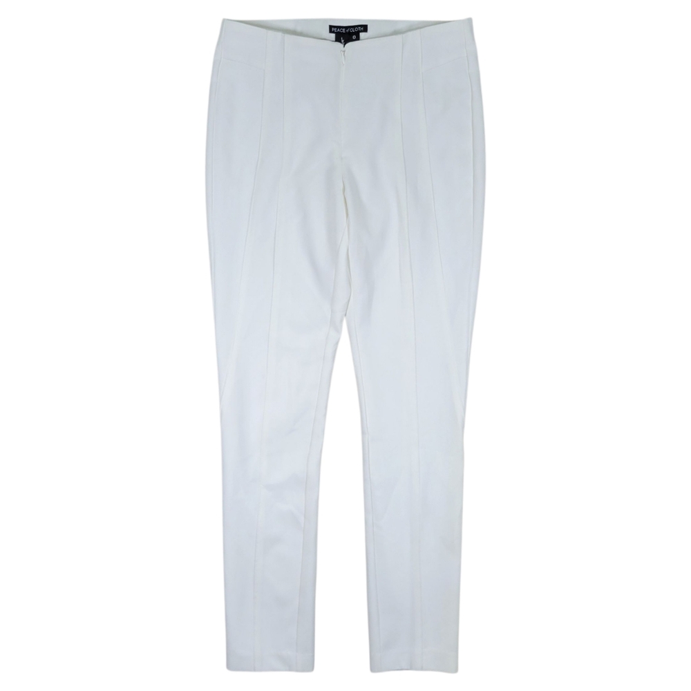 Peace of Cloth Pants Womens 0 Ivory Seamed‎ Front Business Career Modern Office
